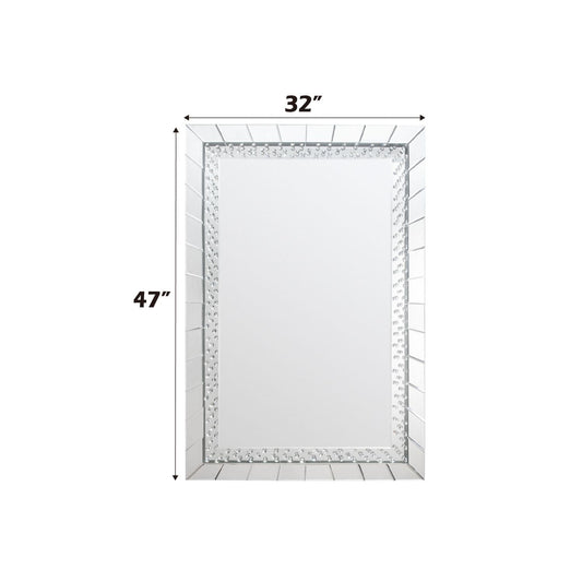 Nysa wall mirror beveled trim and faux crystal detail