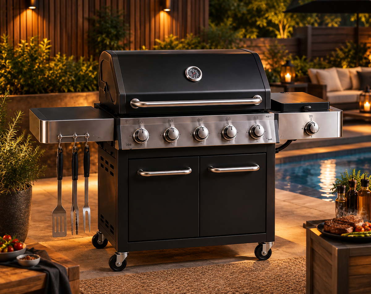 Outdoor BBQ grill and grilling accessories for backyard cooking and outdoor entertaining