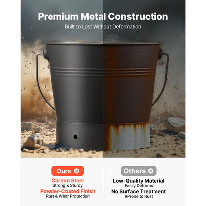 Ash Bucket, 4 PCS with Lid, Shovel, Broom and Gloves