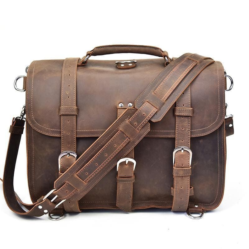The Gustav Messenger Bag — Large Capacity Vintage Leather Messenger Bag