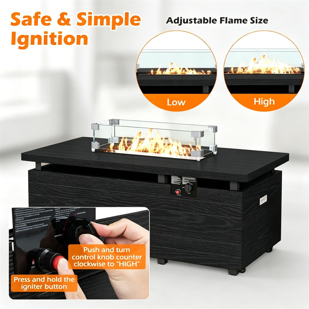 50000 BTU Outdoor Propane Fire Pit Table