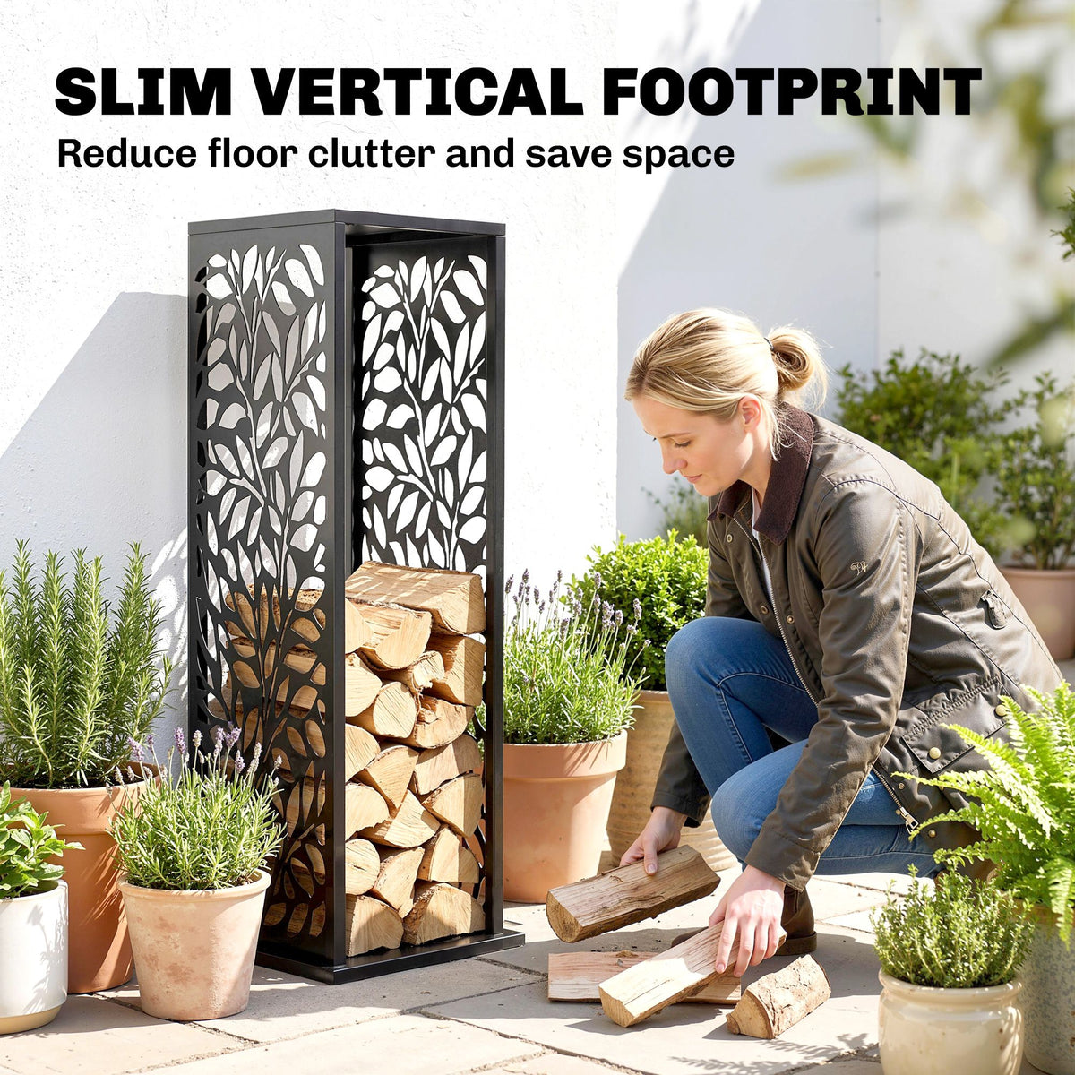 15 Inch Firewood Rack Outdoor Indoor