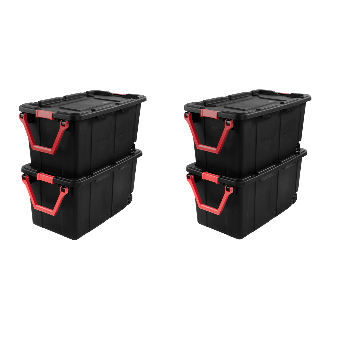 Wheeled 40-gallon storage tote front view