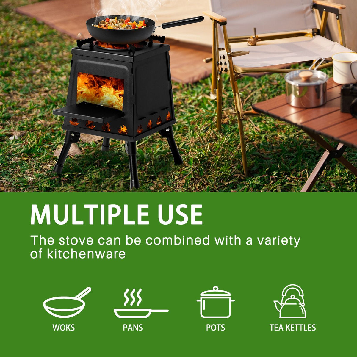 Portable Camping Stove with Detachable Iron Panels