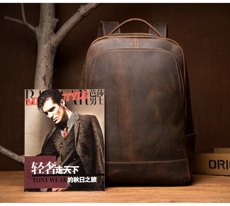 The Vernon Backpack — Genuine Vintage Leather Minimalist Backpack