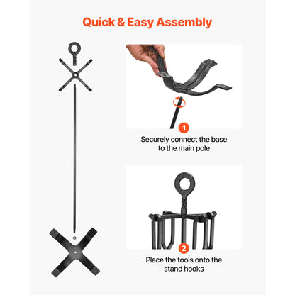 VEVOR 33 in Fireplace Tool Set with Four-Prong Stand
