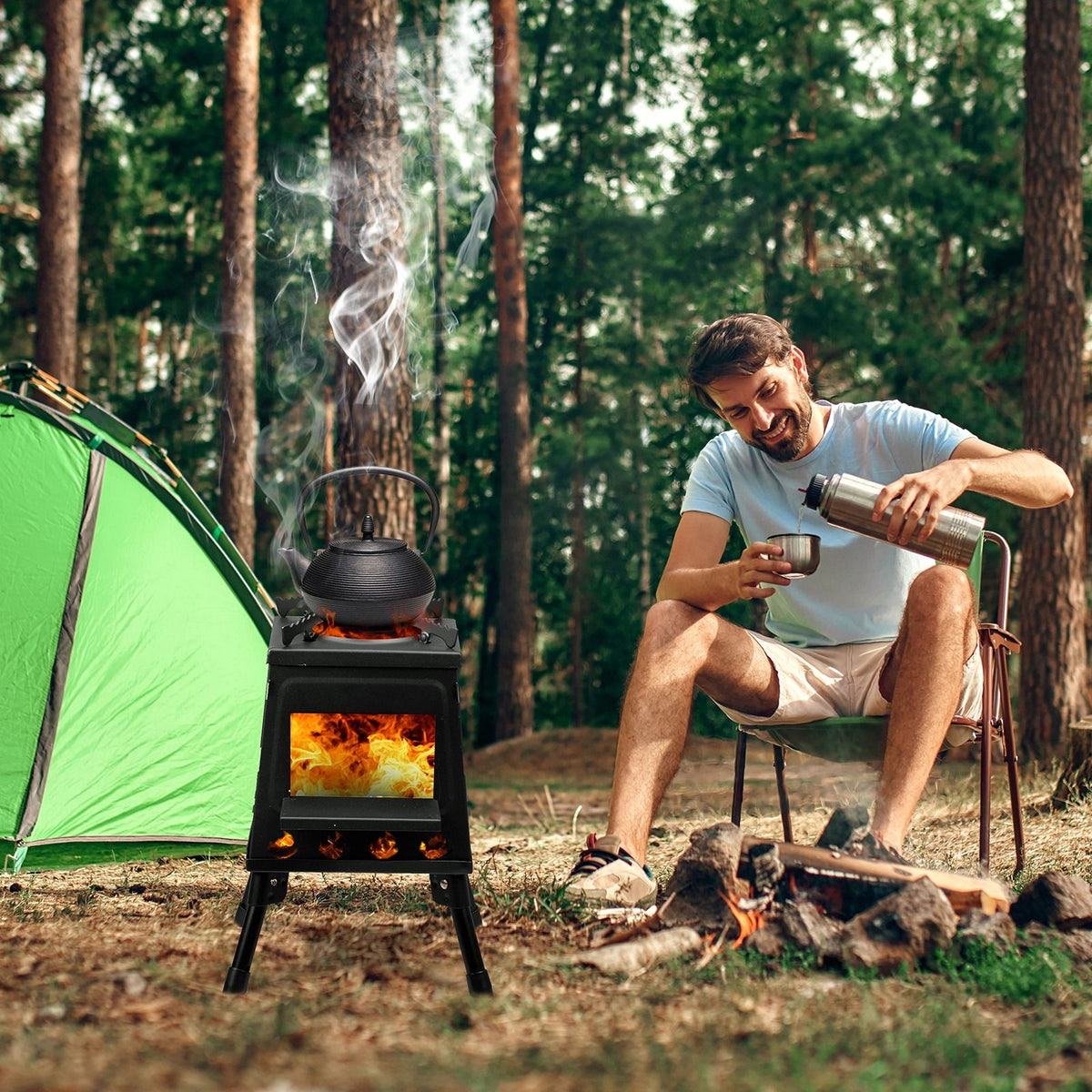 Portable Camping Stove with Detachable Iron Panels