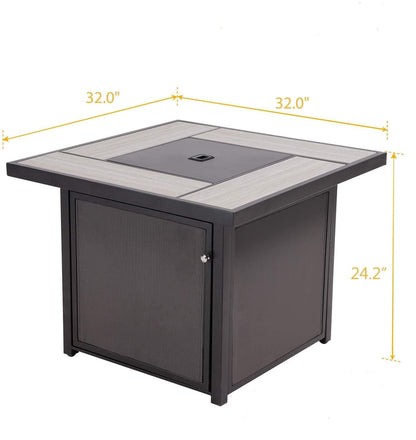 Outdoor 32" Propane Gas Fire Pit Table