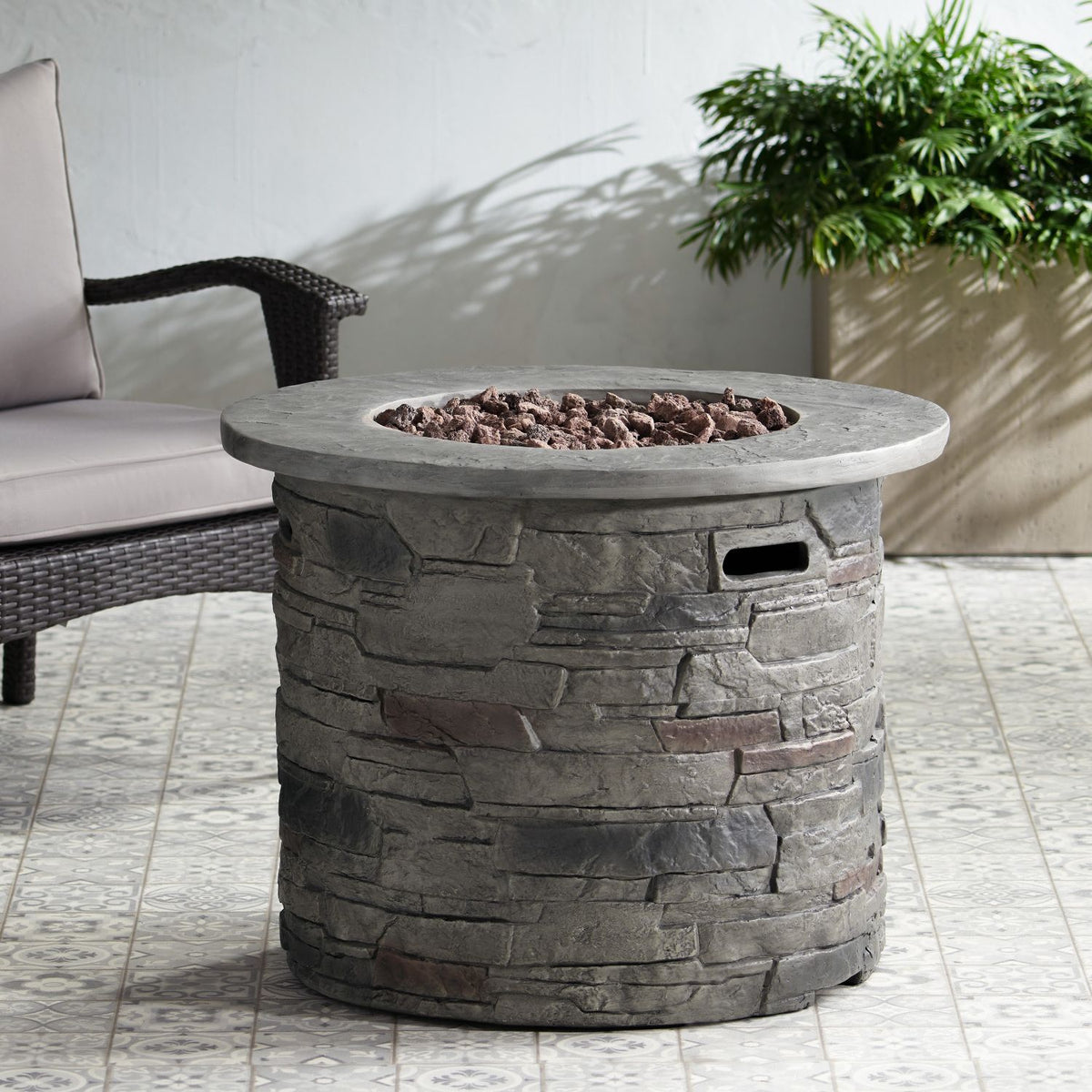 Outdoor 32" Round MgO Propane Fire Pit