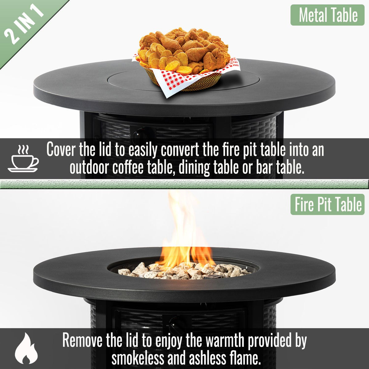 32" Propane Gas Fire Pit Table