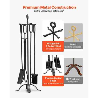 VEVOR 33 in Fireplace Tool Set with Four-Prong Stand