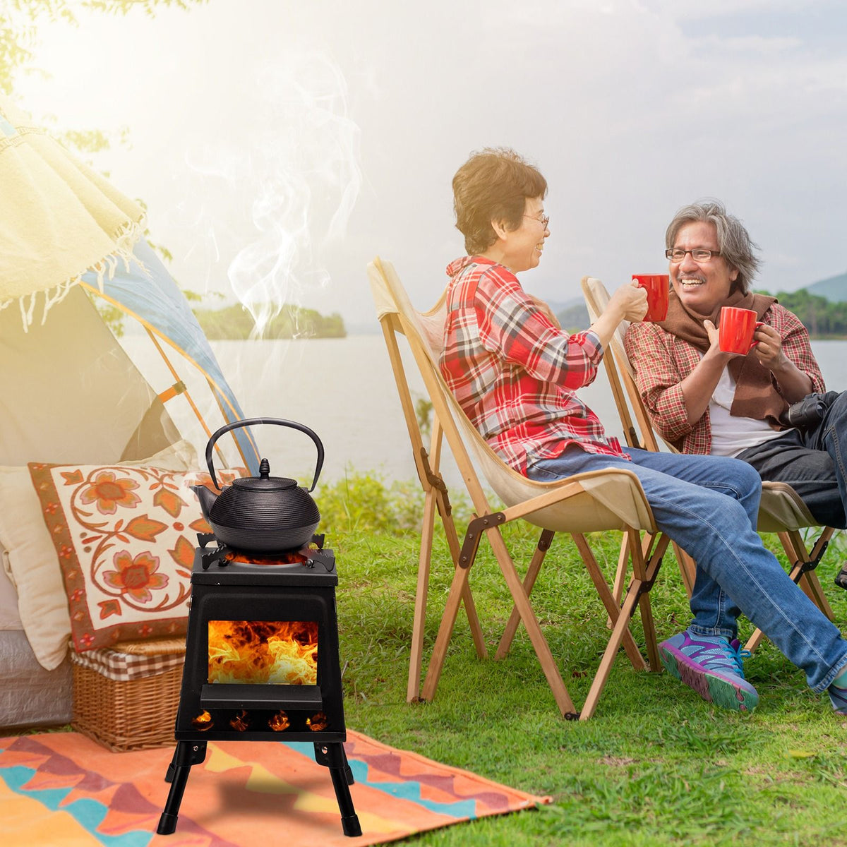 Portable Camping Stove with Detachable Iron Panels