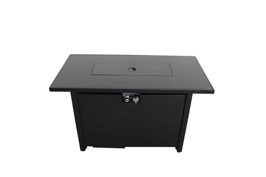 42 in Black Steel Patio Fire Table with Lid