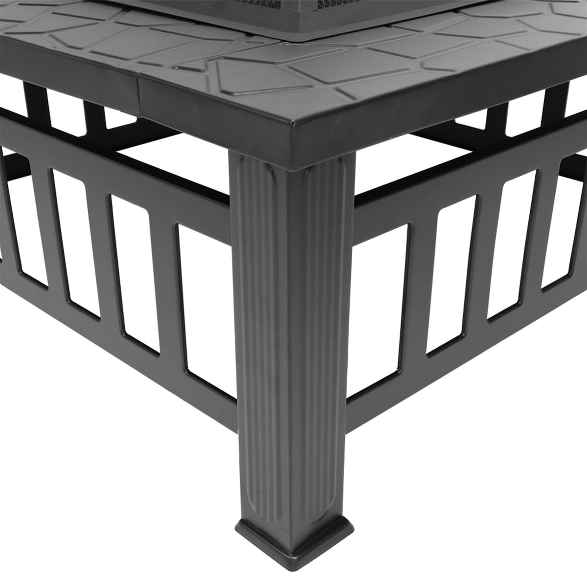 Portable Courtyard Metal Fire Pit with Accessories Black