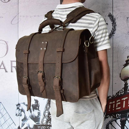 The Gustav Messenger Bag — Large Capacity Vintage Leather Messenger Bag