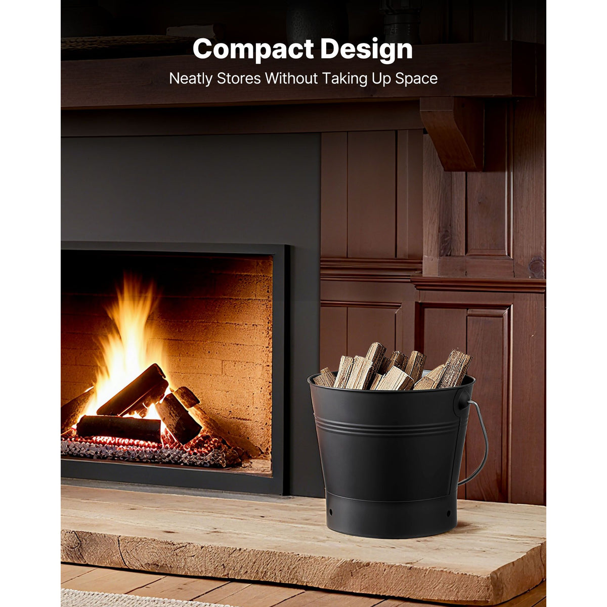 Ash Bucket, 4 PCS with Lid, Shovel, Broom and Gloves