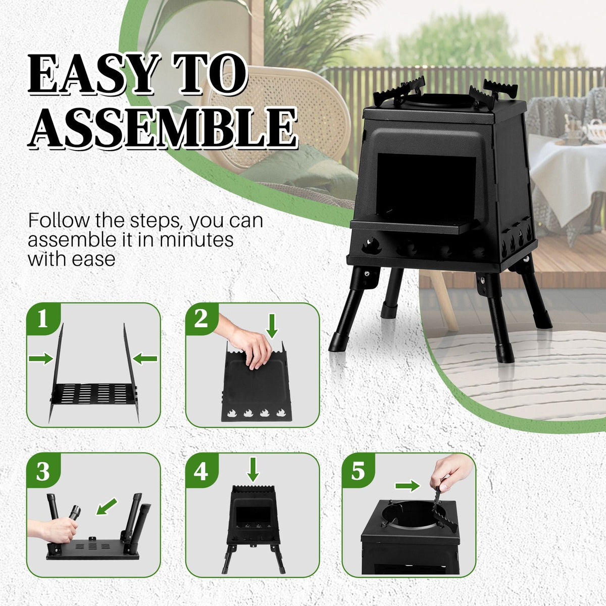 Portable Camping Stove with Detachable Iron Panels