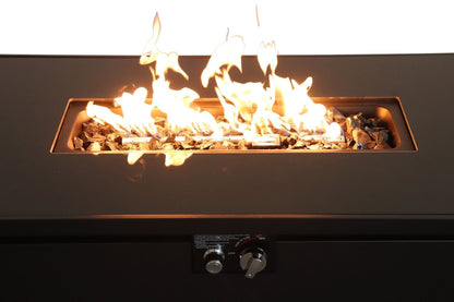 43" Smoked Glass Metal Rectangle Fire Pit